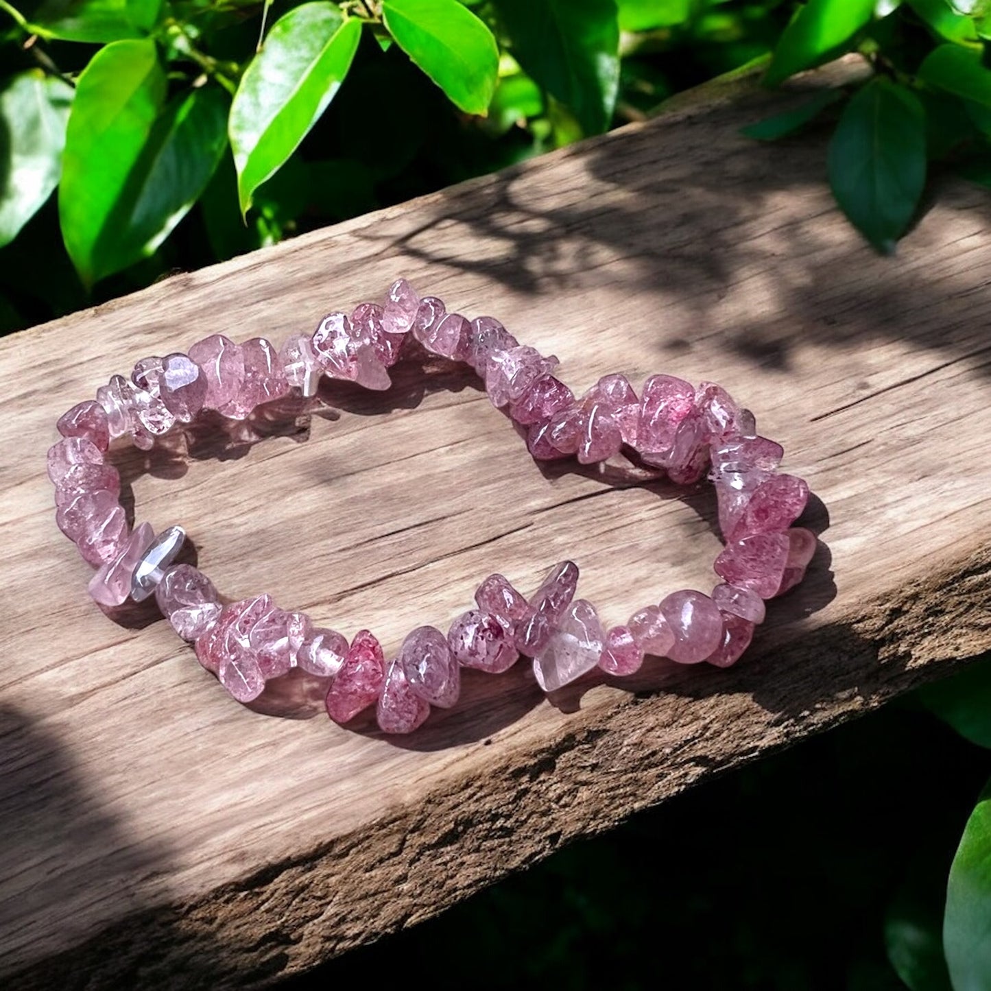 CHIP BRACELET || NATURAL STRAWBERRY QUARTZ