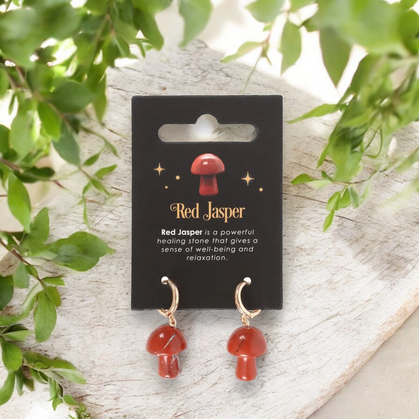 EARRINGS || RED JASPER MINI MUSHROOMS