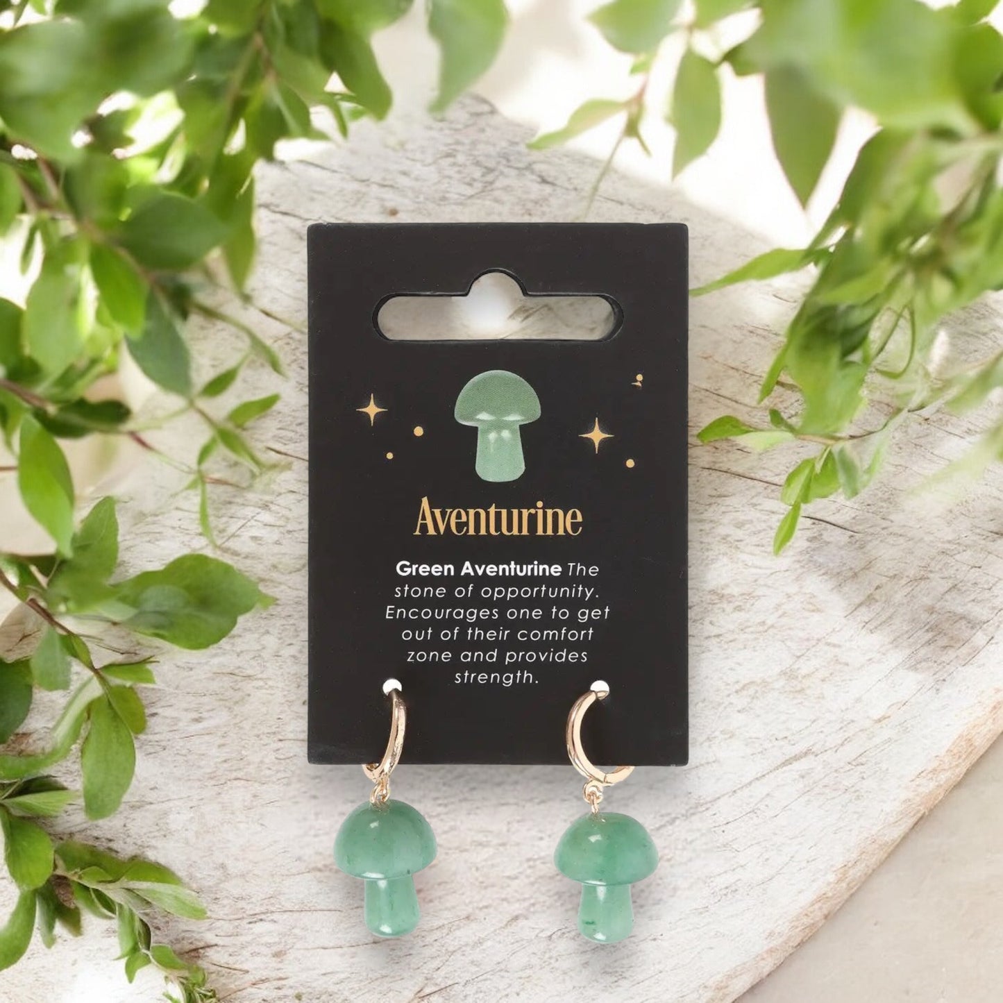EARRINGS || GREEN AVENTURINE MINI MUSHROOMS