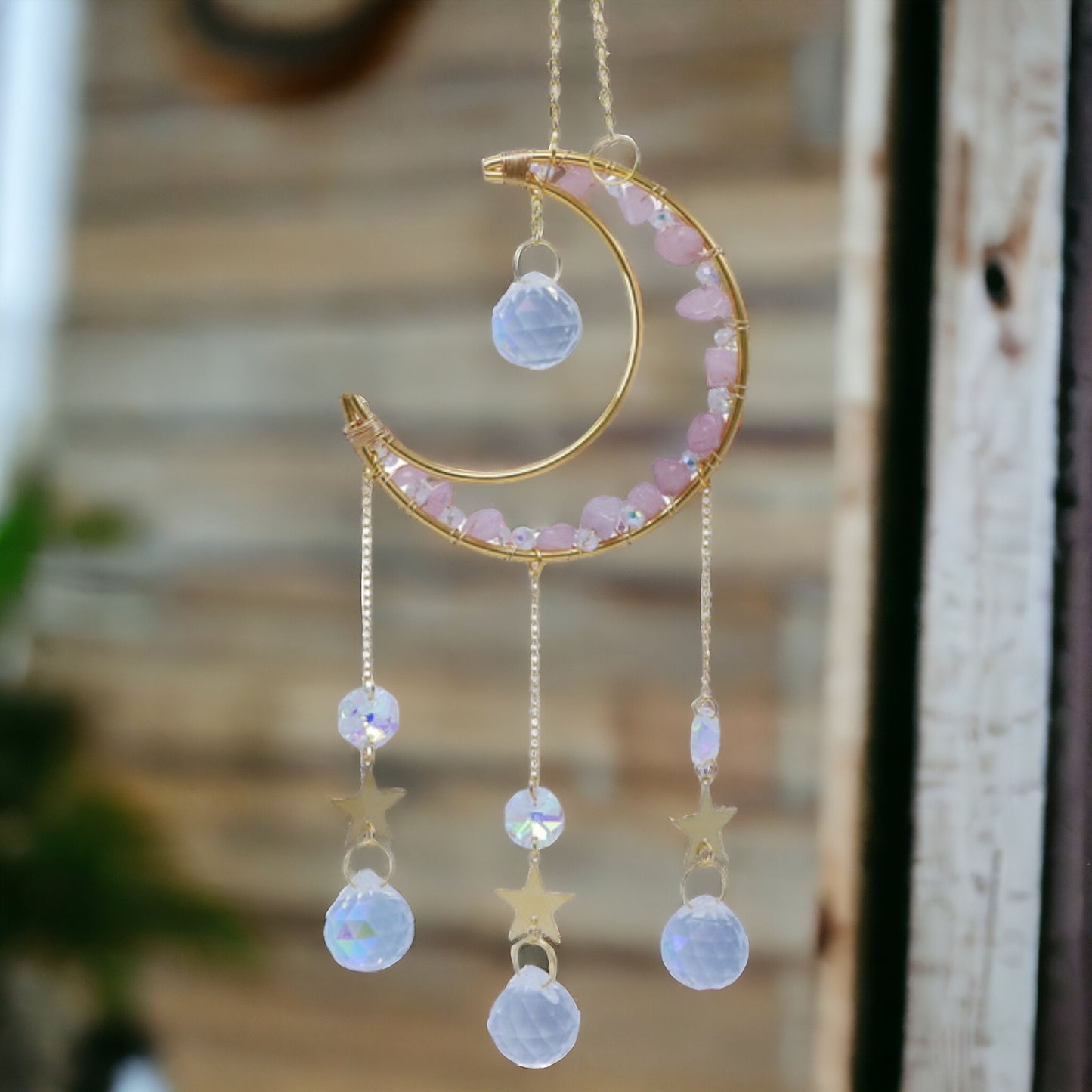 SUN CATCHER || ROSE QUARTZ MOON