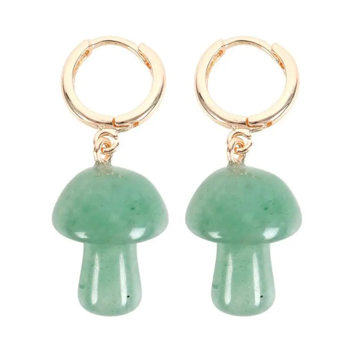 EARRINGS || GREEN AVENTURINE MINI MUSHROOMS