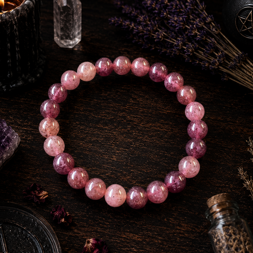BRACELET || NATURAL STRAWBERRY QUARTZ