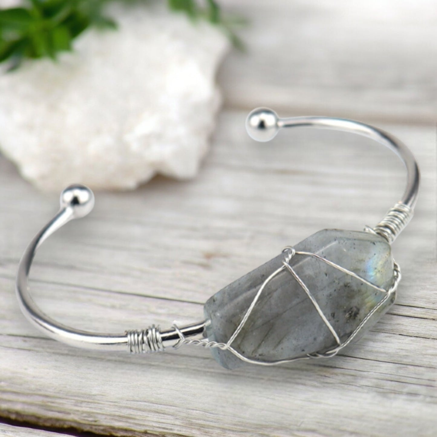 BRACELET || RAINBOW MOONSTONE “COFFIN” CUFF