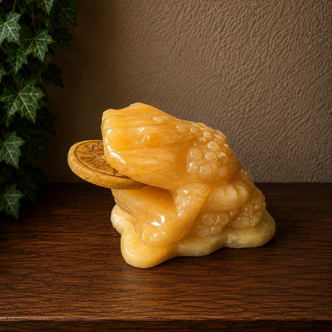 CARVINGS || YELLOW AVENTURINE MONEY FROG