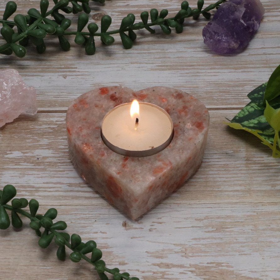 CANDLE HOLDER || SUNSTONE HEART TEA LIGHT HOLDER