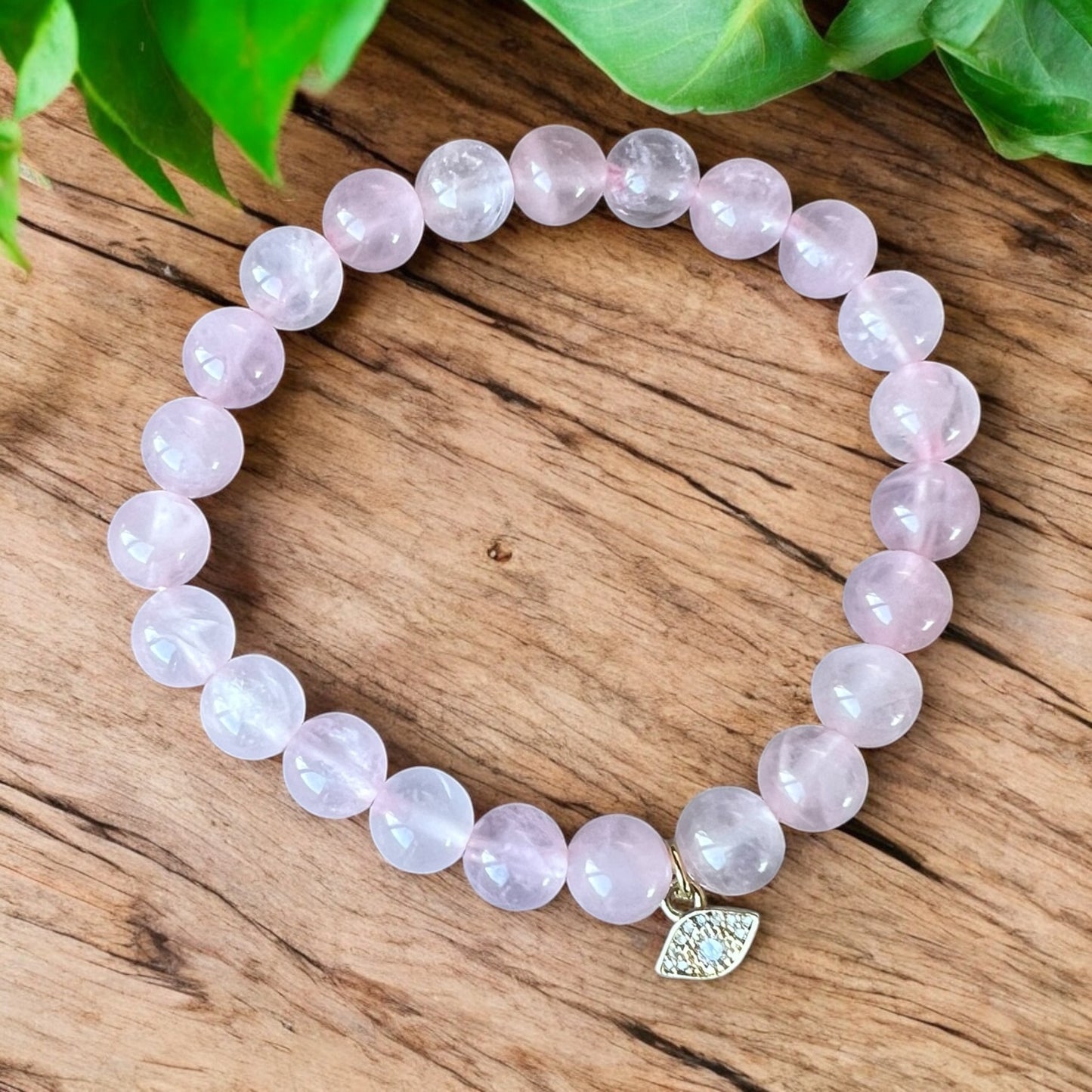 BRACELET || ROSE QUARTZ WITH EVIL EYE CHARM