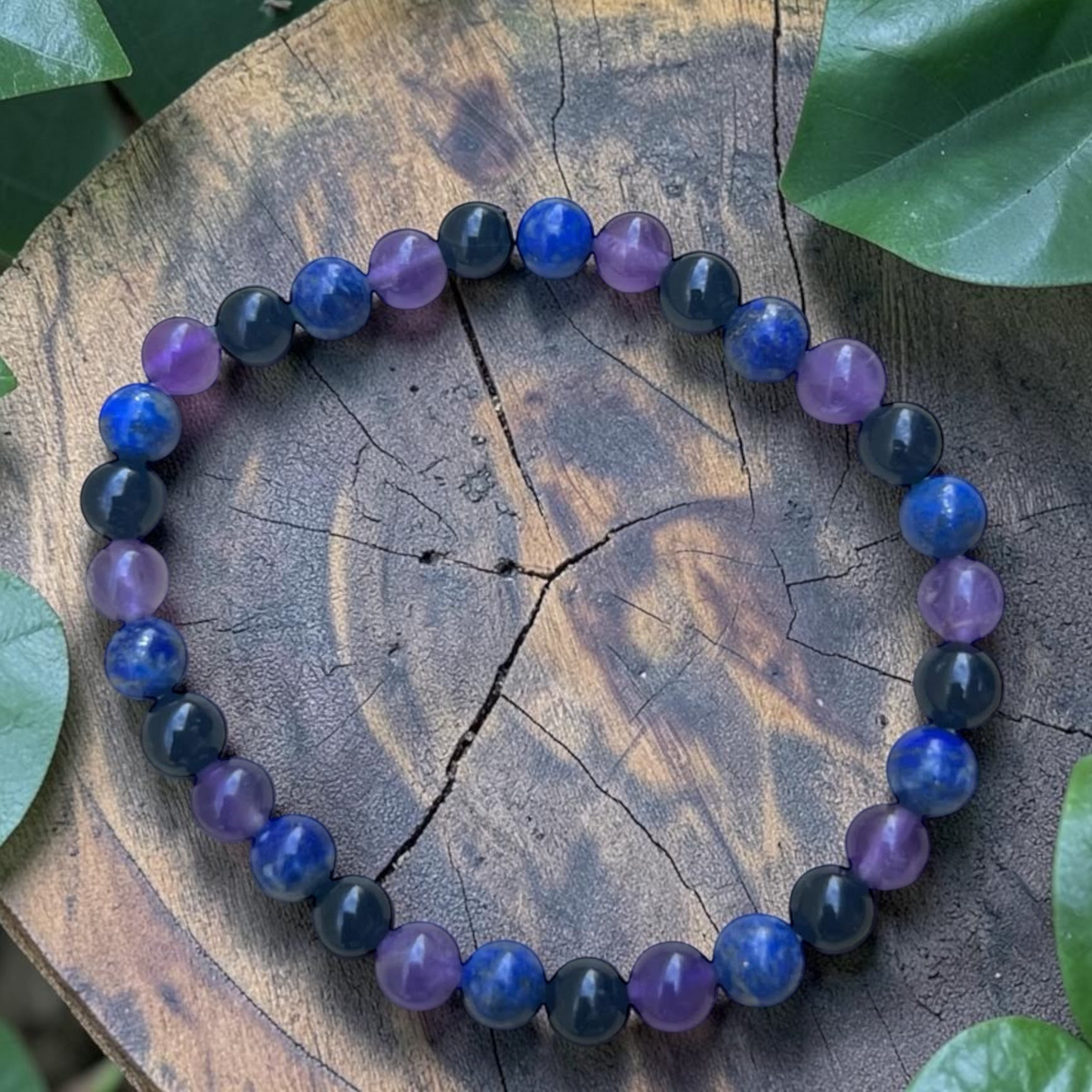 BRACELET || BLACK TOURMALINE, LAPIS LAZULI & AMETHYST