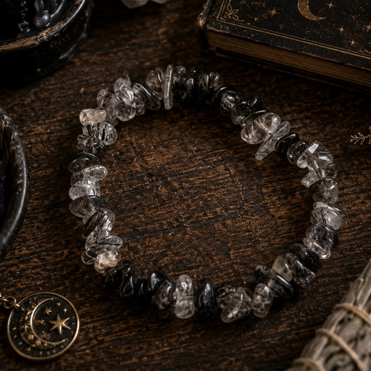CHIP BRACELET || BLACK TOURMALINATED QUARTZ