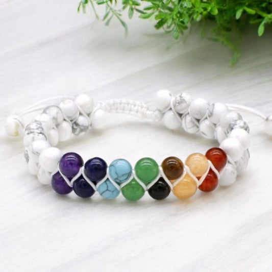 BRACELET || HOWLITE CHAKRA DOUBLE BEAD CHAKRA