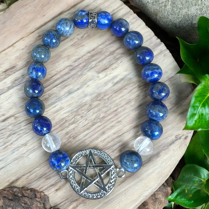 BRACELET || LAPIS LAZULI & QUARTZ WITH PENTAGRAM CHARM
