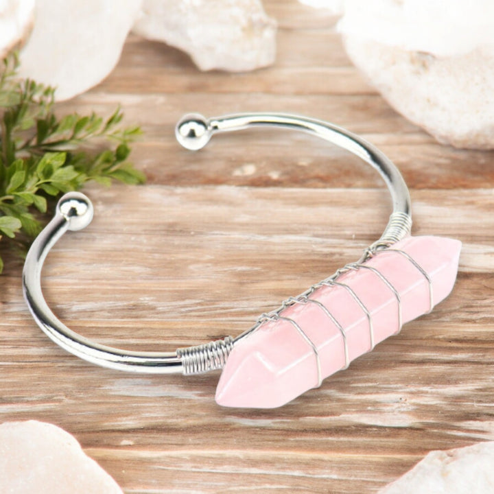 BRACELET || ROSE QUARTZ DOUBLE POINT CUFF