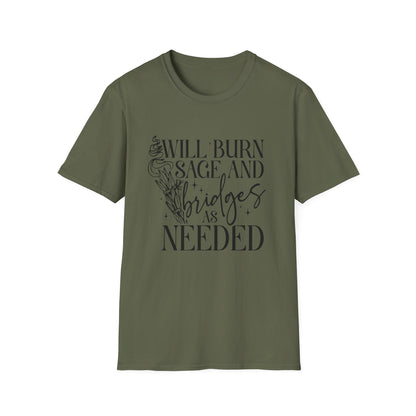 T-SHIRT | BURN SAGE & BRIDGES - (BLACK WRITING)