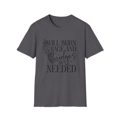 T-SHIRT | BURN SAGE & BRIDGES - (BLACK WRITING)