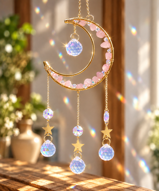 SUN CATCHER || ROSE QUARTZ MOON
