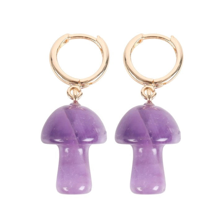 EARRINGS || AMETHYST MINI MUSHROOMS