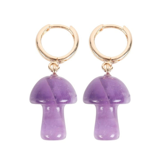 EARRINGS || AMETHYST MINI MUSHROOMS