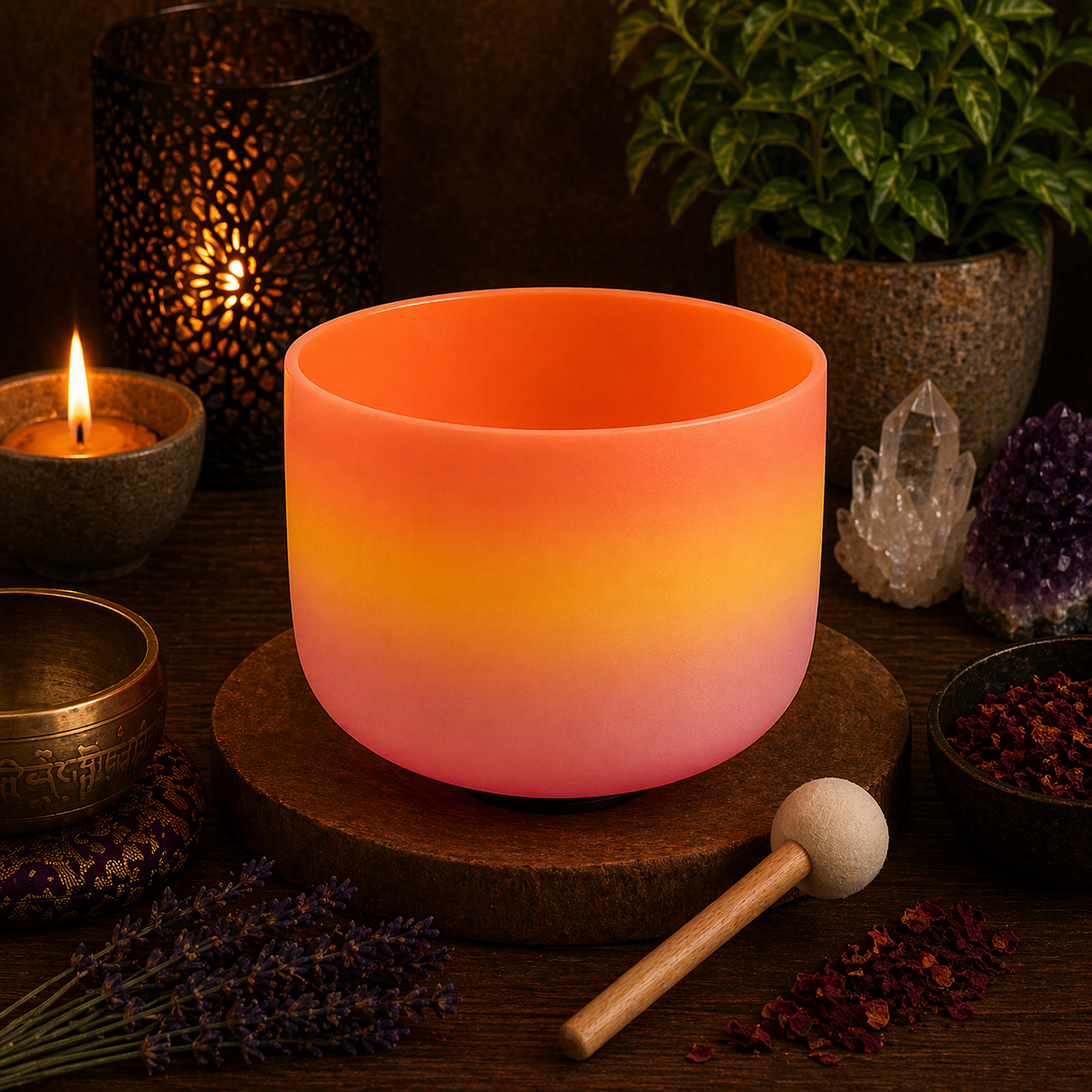 SINGING BOWLS || QUARTZ CRYSTAL - RAINBOW - D NOTE