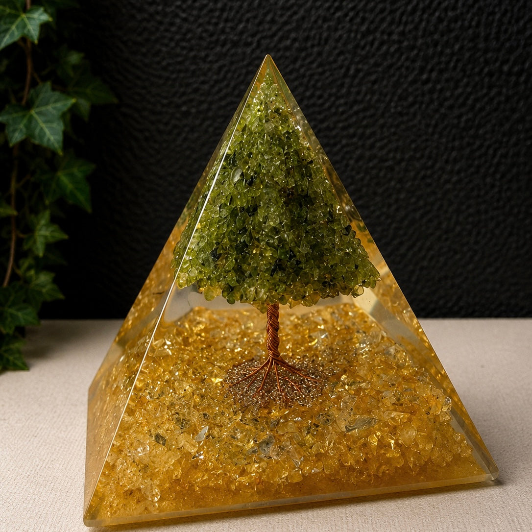 ORGONITE || CITRINE & GREEN AVENTURINE PYRAMID