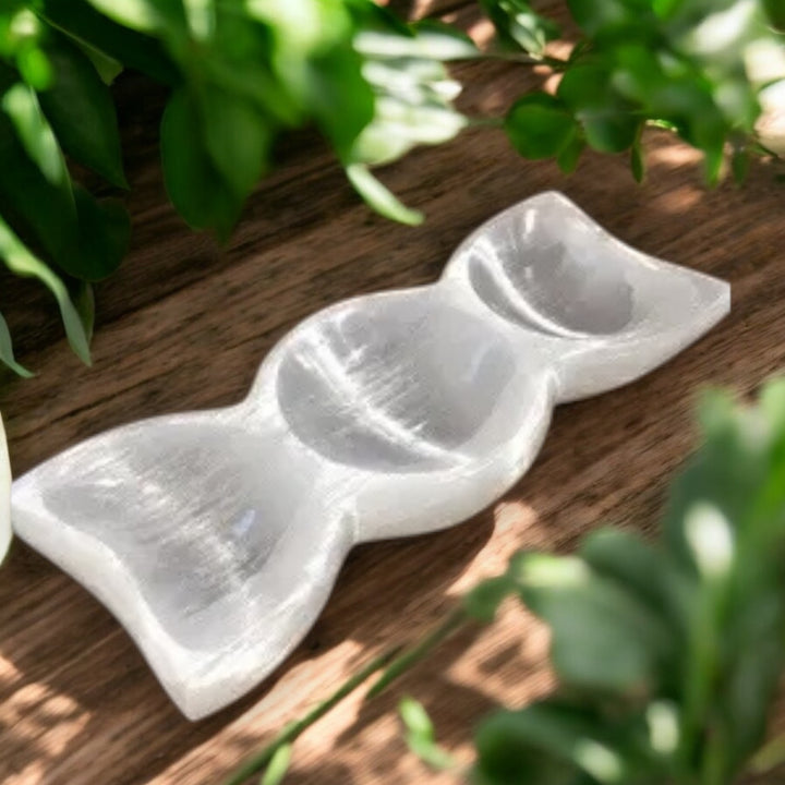 CARVINGS || SELENITE CHARGING BOWL - TRIPLE MOON