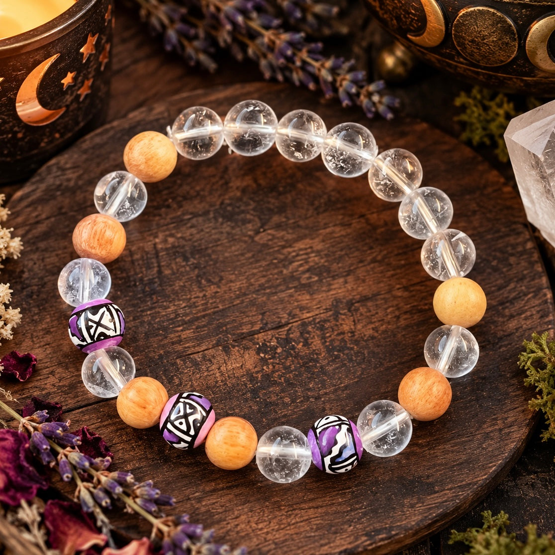 BRACELET || PALO SANTO & CLEAR QUARTZ