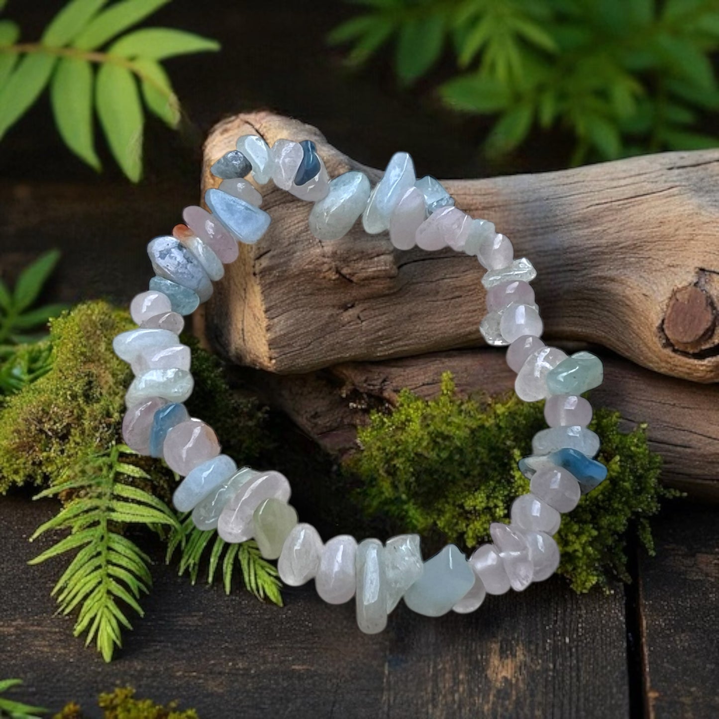 CHIP BRACELET || AQUAMARINE, MORGANITE & HIDDENITE