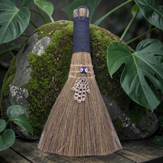 BESOM || WITCHES BROOM - HAMSA & EVIL EYE