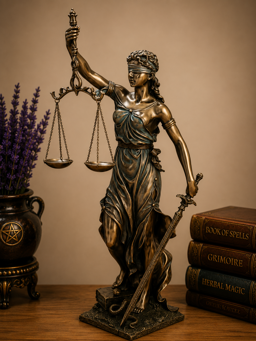 STATUE || LADY JUSTICE - GODDESS OF JUSTICE, TRUTH, BALANCE & DIVINE FAIRNESS