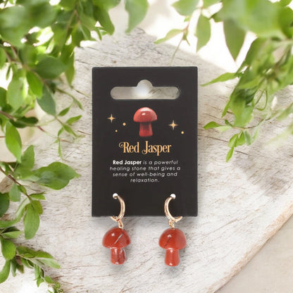 EARRINGS || RED JASPER MINI MUSHROOMS