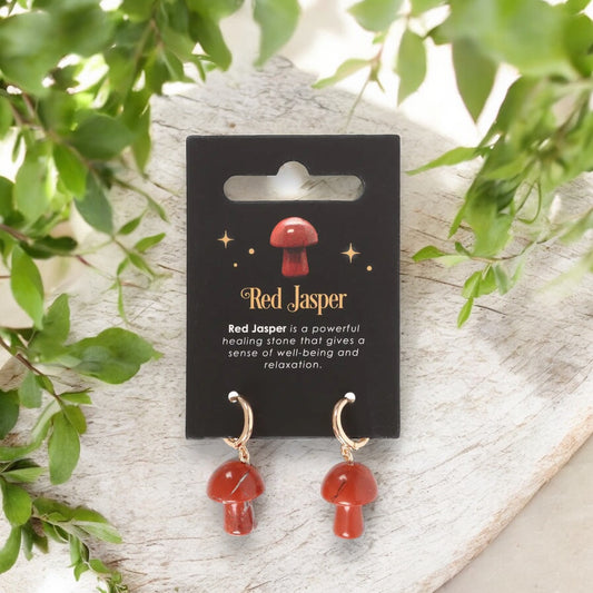 EARRINGS || RED JASPER MINI MUSHROOMS