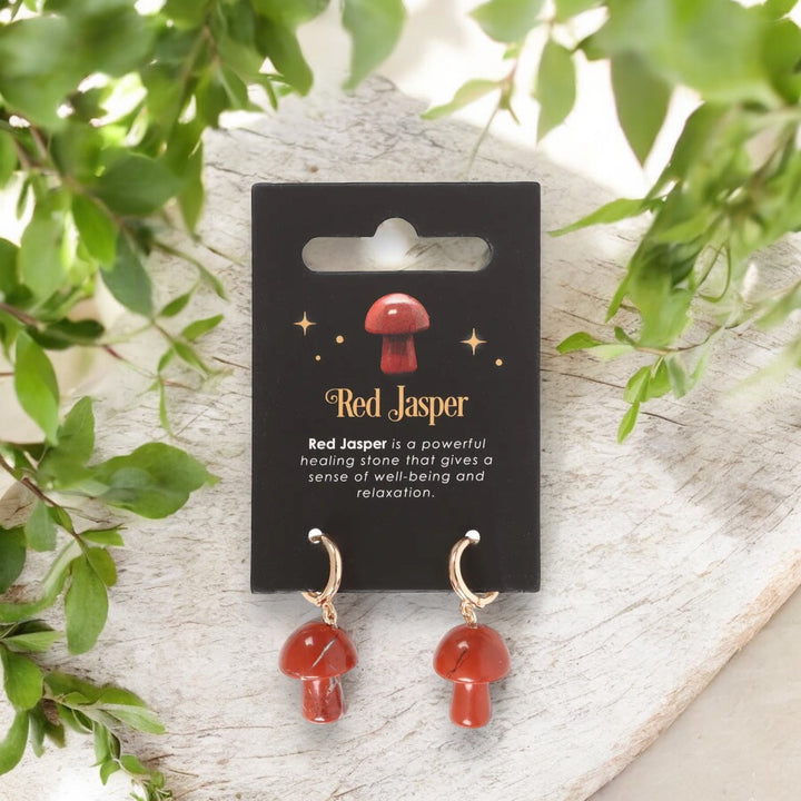 EARRINGS || RED JASPER MINI MUSHROOMS