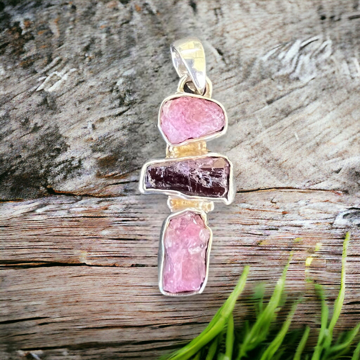 PINK TOURMALINE PENDANT - 925 STERLING SILVER