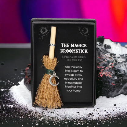 BESOM || WITCHES MINI BROOM - CRESCENT MOON