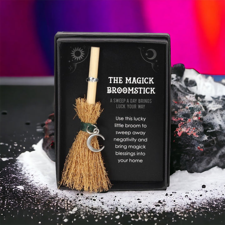 BESOM || WITCHES MINI BROOM - CRESCENT MOON