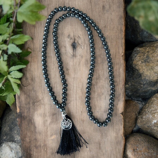 NECKLACE || HEMATITE MALA BEADS