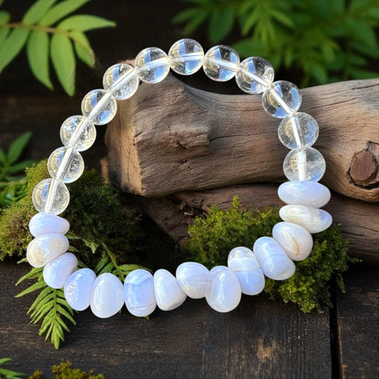 BRACELET || BLUE LACE AGATE & QUARTZ