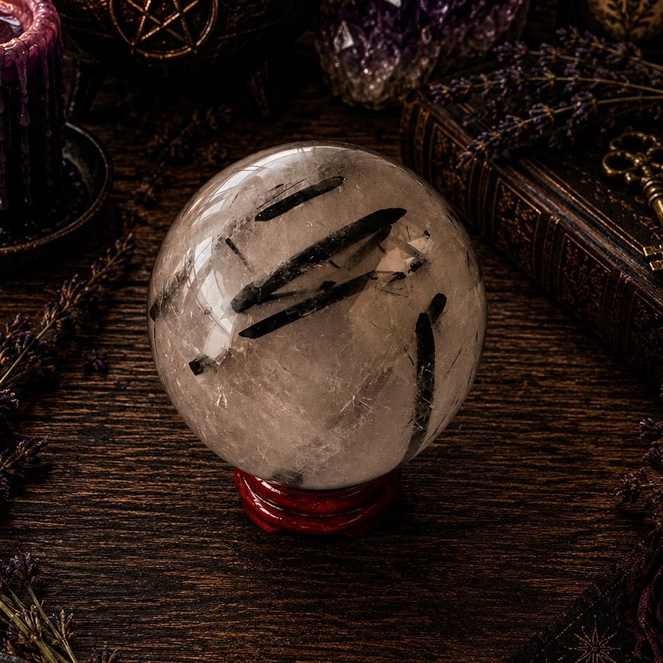 SPHERE || TOURMALINATED QUARTZ
