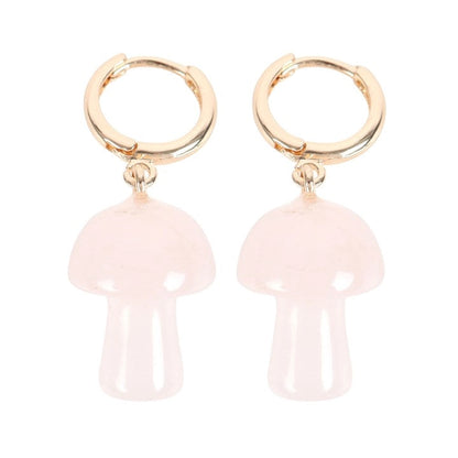 EARRINGS || ROSE QUARTZ MINI MUSHROOMS
