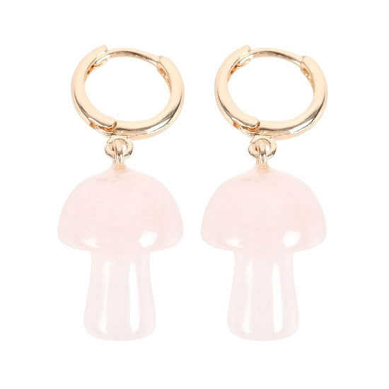 EARRINGS || ROSE QUARTZ MINI MUSHROOMS