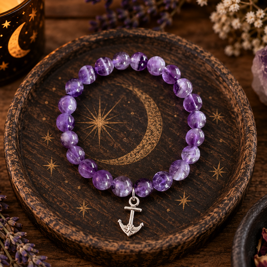 BRACELET || AMETHYST WITH ANCHOR CHARM