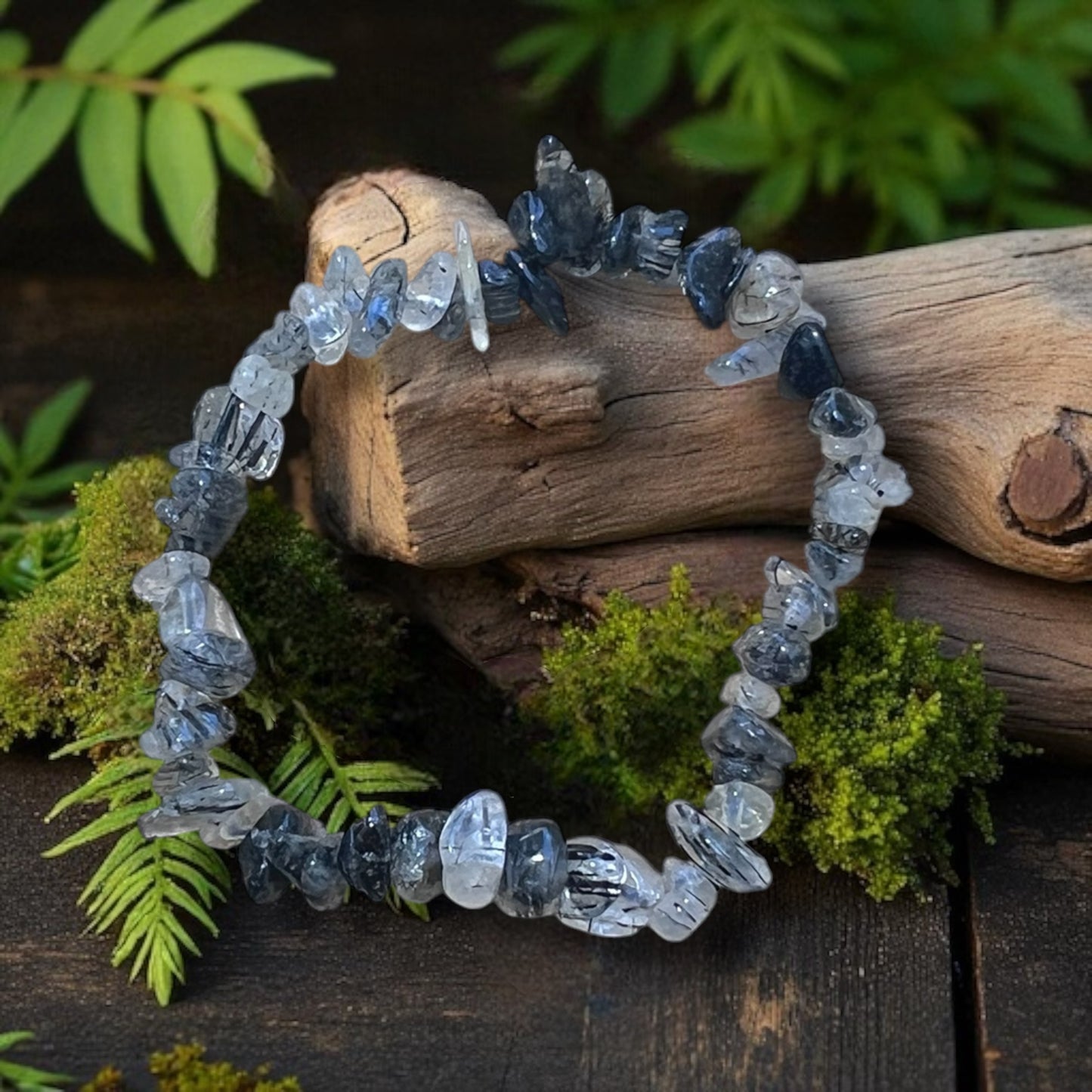 CHIP BRACELET || BLACK TOURMALINATED QUARTZ
