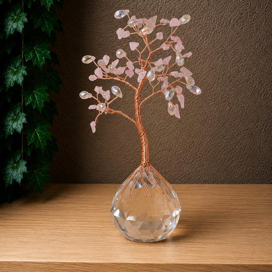 MONEY TREE || ROSE QUARTZ WITH PRISM BASE