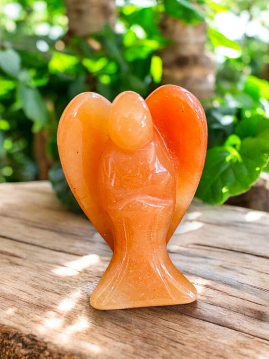 CARVINGS|| RED AVENTURINE ANGEL - SMALL
