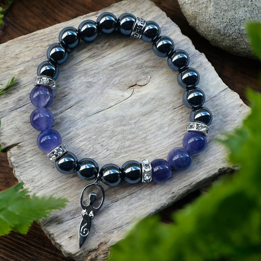 BRACELET || HEMATITE & AMETHYST GODDESS