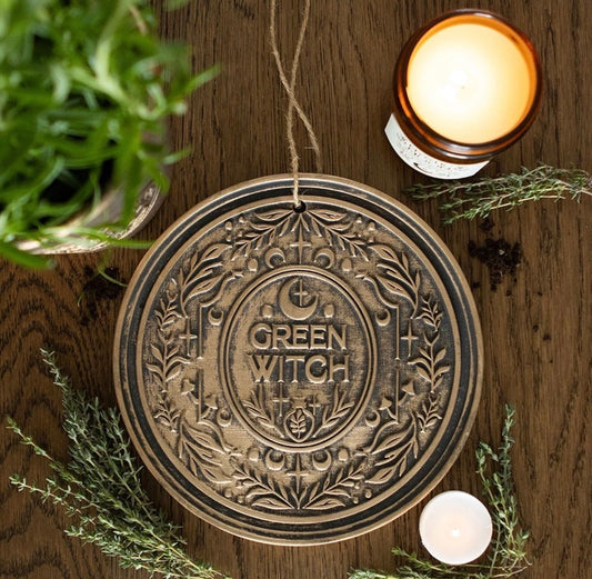WALL HANGINGS || GREEN WITCH BRONZE PLAQUE