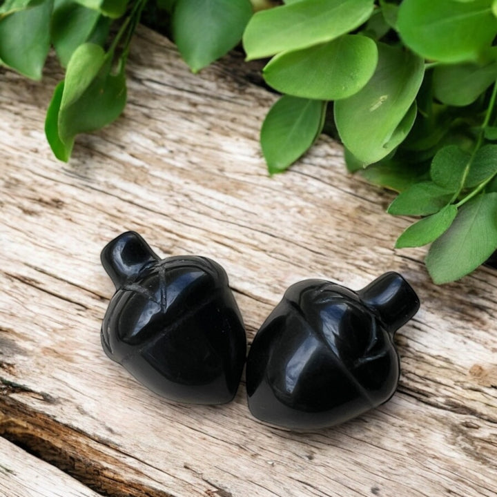 CARVINGS || BLACK OBSIDIAN ACORNS