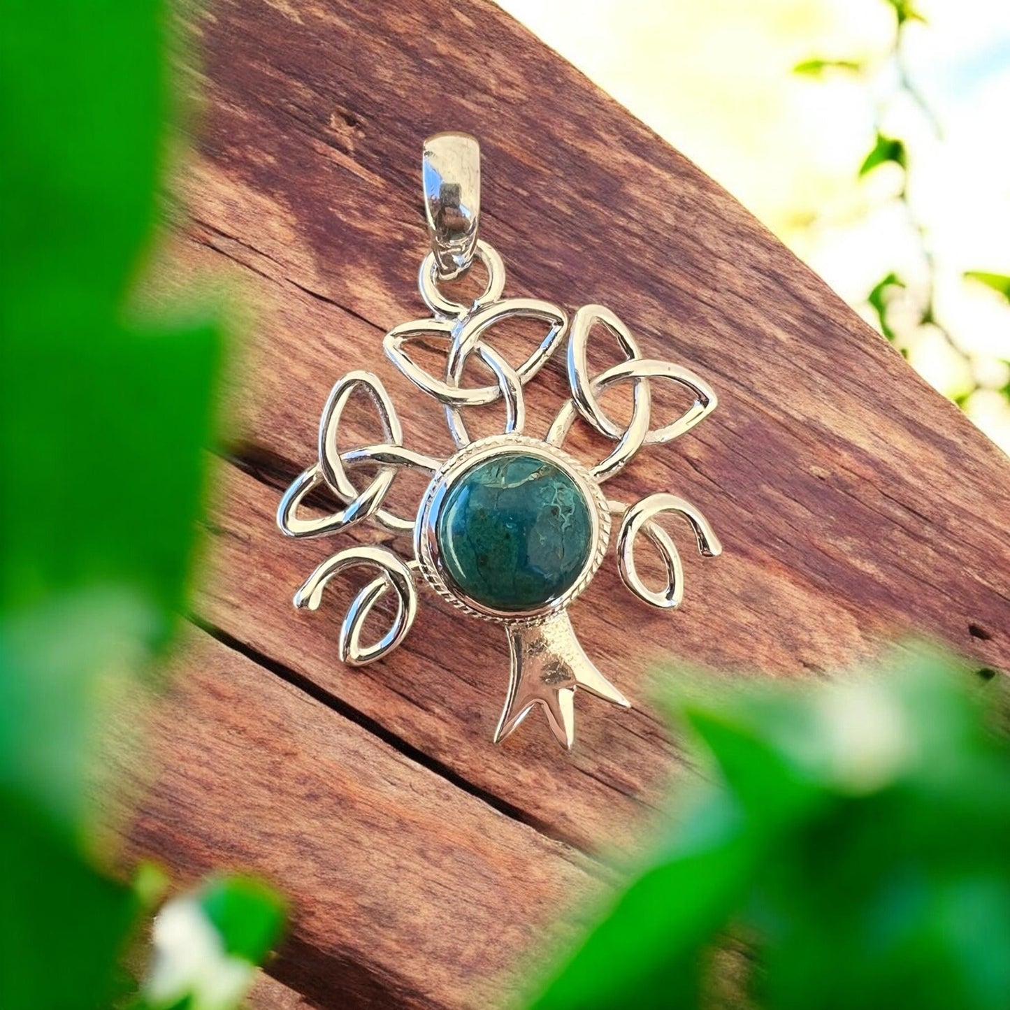 PENDANT || CHRYSOCOLLA CELTIC TREE - 925 STERLING SILVER