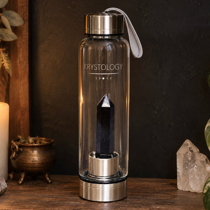 CRYSTAL WATER BOTTLES || BLACK OBSIDIAN POINT