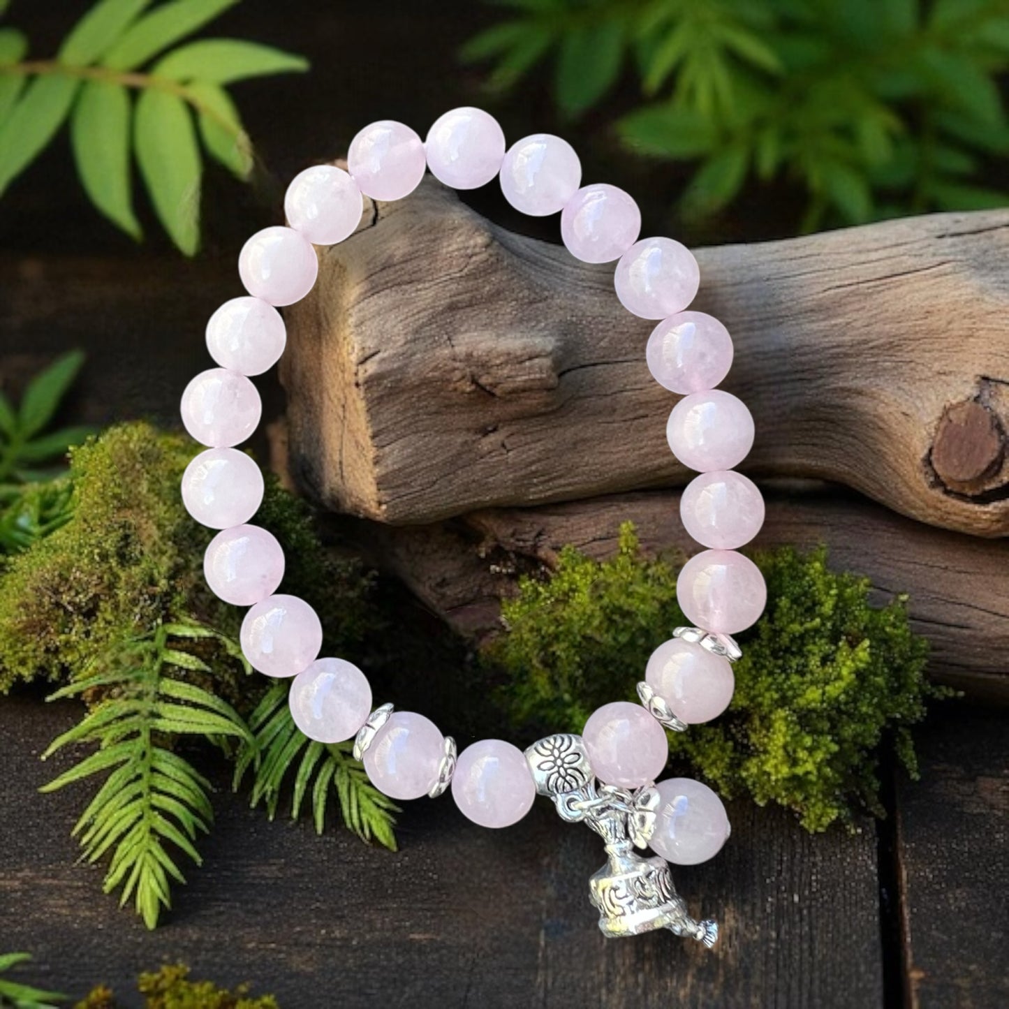 BRACELET || ROSE QUARTZ WITH BELL CHARM