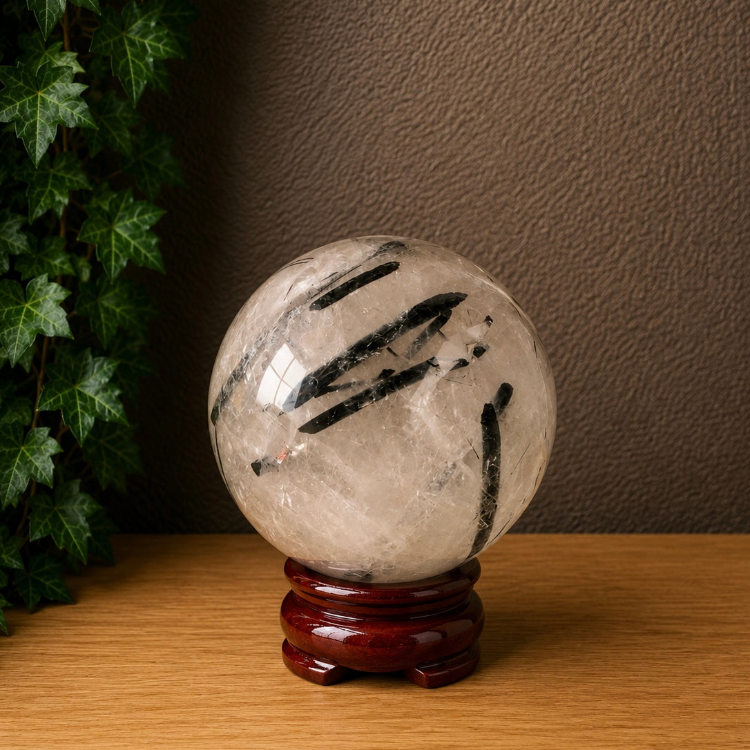SPHERE || TOURMALINATED QUARTZ