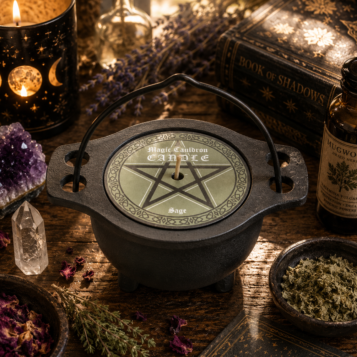 CANDLES || CAULDRON SMUDGE CANDLE - WHITE SAGE